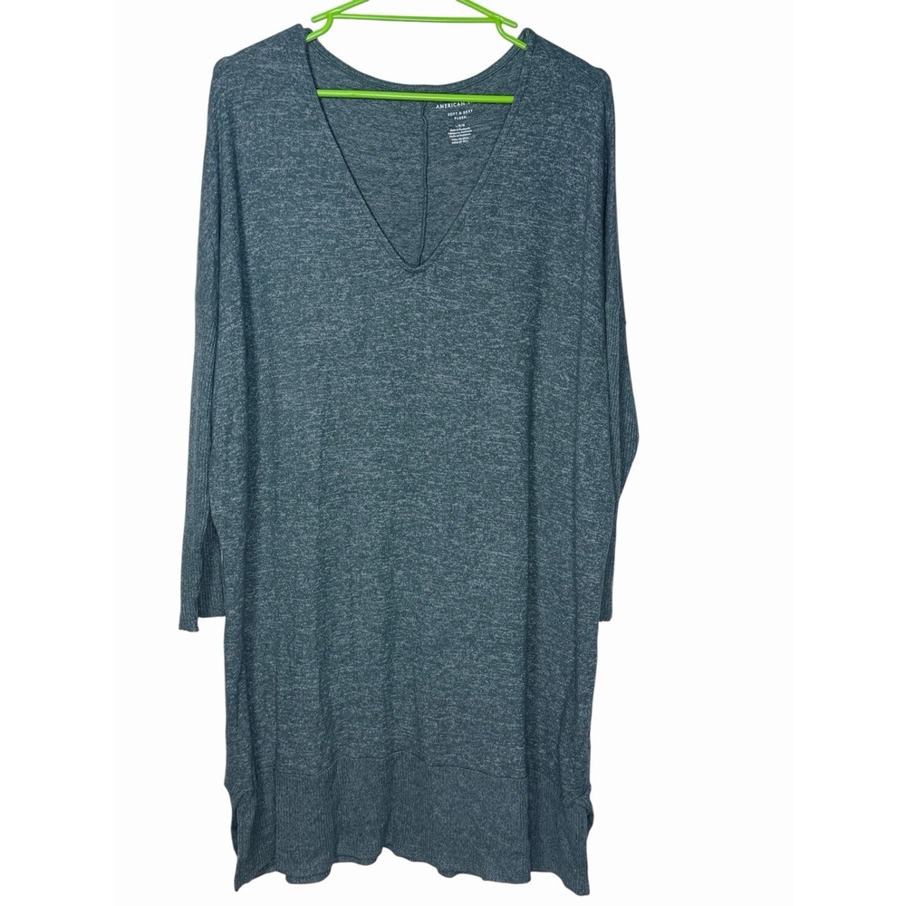American Eagle Soft Sexy Plush V Neck Tunic‎ Top L Heathered Slits Comfy